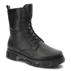Czarne Botki Rieker Ocieplane Skórzane Buty Damskie. Czarne botki Rieker, z aplikacjami, ze skóry, bez obcasa, na obcasie, bez zapięcia. Za 339,00 zł.