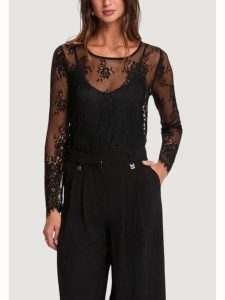 Morgan Bluzka 261-TCITY Czarny Regular Fit. Czarne bluzki Morgan, xs, bez wzorów, z syntetyku, bez kołnierzyka, bez ramiączek. Za 209,99 zł.