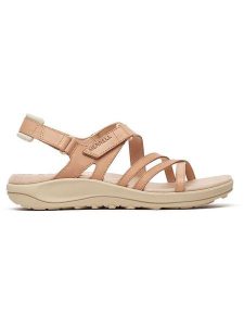 Merrell Skórzane sandały "Harbor Backstrap" w kolorze beżowym rozmiar: 41. Brązowe sandały Merrell, bez wzorów, z otwartym noskiem, bez obcasa, bez zapięcia. Za 193,24 zł.