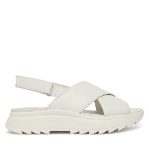 Sandały Clarks. Białe sandały Clarks, bez wzorów, bez obcasa, na płaskiej podeszwie, bez zapięcia. Za 389,99 zł.