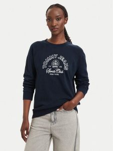 Tommy Jeans Bluza Heritage Logo DW0DW22821 Granatowy Regular Fit. Niebieskie bluzy Tommy Jeans, m, bez wzorów, z bawełny, bez kaptura. Za 396,99 zł.