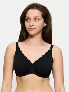 Triumph Biustonosz z fiszbiną Amourette 10210670 Czarny. Czarne biustonosze Triumph, bez wzorów, z syntetyku. Za 108,00 zł.