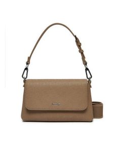 Calvin Klein Torebka Ck Must Dbl Strap Mini Bag_Mono K60K613088 Brązowy. Brązowe torebki klasyczne Calvin Klein, bez wzorów, ze skóry, bez dodatków. Za 249,99 zł.