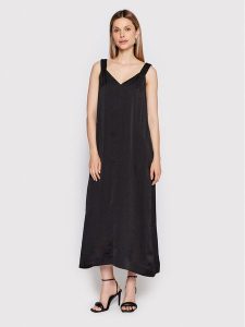 DKNY Sukienka codzienna P2DBTN10 Czarny Regular Fit. Czarne kombinezony DKNY, na co dzień, xs, bez wzorów, z syntetyku, bez kołnierzyka, bez ramiączek, proste. Za 629,99 zł.