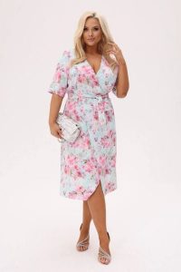 Kopertowa sukienka Florella MIDI - Pastelowy Ogród, w odcieniach błękitu i różu PLUS SIZE XXL OVERSIZE. Czerwone sukienki Moda Size Plus Iwanek, do pracy, na lato, plus size, bez wzorów, z elastanu, biznesowe, bez kołnierzyka, plus size, bez ramiączek, midi, dopasowane. W wyprzedaży za 263,90 zł.
