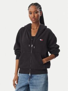 Tommy Jeans Bluza Badge DW0DW23529 Czarny Regular Fit. Czarne bluzy Tommy Jeans, xs, bez wzorów, z bawełny, bez kaptura. Za 381,99 zł.