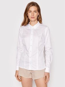 Guess Koszula W2YH41 WAF10 Biały Slim Fit. Białe koszule Guess, xxl, z aplikacjami, z bawełny, bez kołnierzyka, bez ramiączek. Za 239,99 zł.