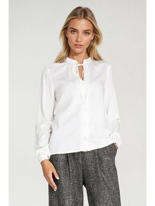 Nife Bluzka w kolorze białym rozmiar: 42. Białe bluzki Nife, bez wzorów, bez kołnierzyka, bez ramiączek. Za 134,85 zł.