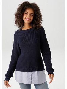 Aniston Sweter w kolorze granatowym rozmiar: 42. Niebieskie swetry oversize Aniston, bez wzorów, ze splotem, bez ramiączek. Za 83,42 zł.
