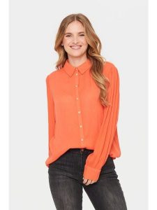 SAINT TROPEZ Bluzka "Saint Tropez" w kolorze pomarańczowym rozmiar: XL. Pomarańczowe bluzki Saint Tropez, xl, bez wzorów, z wiskozy, bez kołnierzyka, bez ramiączek. Za 92,21 zł.