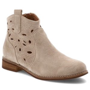 Beżowe Botki Vinceza Modne Kowbojki Damskie. Brązowe botki VINCEZA, na lato, bez wzorów, bez obcasa, na obcasie, bez zapięcia. Za 152,99 zł.