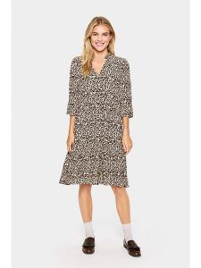 SAINT TROPEZ Sukienka w kolorze beżowym rozmiar: XS. Brązowe sukienki Saint Tropez, xs, bez wzorów, z wiskozy, bez kołnierzyka, bez ramiączek, midi, rozkloszowane. Za 104,99 zł.