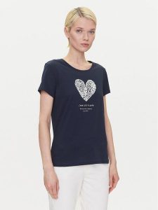 Mustang T-Shirt Alma 1016156 Granatowy Regular Fit. Niebieskie t-shirty Mustang, m, bez wzorów, z bawełny, bez kołnierzyka, bez ramiączek. Za 49,99 zł.