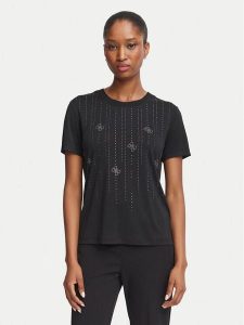 Guess T-Shirt W6BI29 K6050 Czarny Regular Fit. Czarne t-shirty Guess, m, z aplikacjami, bez kołnierzyka, bez ramiączek. Za 264,99 zł.