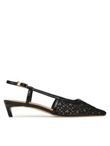Tommy Hilfiger Czółenka Mono Squared Toe Kitten Slingb FW0FW08746 Czarny. Czarne czółenka TOMMY HILFIGER, bez wzorów, z materiału, bez obcasa, bez zapięcia. Za 489,99 zł.