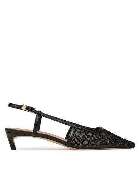 Tommy Hilfiger Czółenka Mono Squared Toe Kitten Slingb FW0FW08746 Czarny. Czarne czółenka TOMMY HILFIGER, bez wzorów, z materiału, bez obcasa, bez zapięcia. Za 349,99 zł.