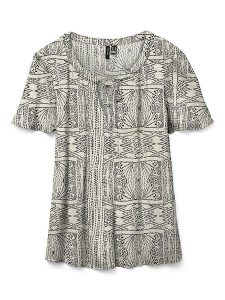 Vero Moda Bluzka w kolorze kremowo-czarnym rozmiar: XS. Brązowe bluzki Vero Moda, s, bez wzorów, z wiskozy, klasyczne, bez kołnierzyka, bez ramiączek. Za 43,99 zł.