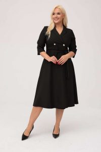 Elegancka czarna żakietowa sukienka Marietta XXL OVERSIZE. Czarne sukienki Moda Size Plus Iwanek, do pracy, l, bez wzorów, z elastanu, biznesowe, bez kołnierzyka, bez ramiączek, mini, oversize. Za 325,00 zł.