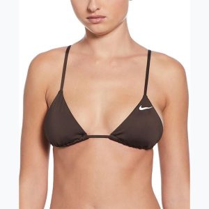 Góra od stroju pływackiego Nike Essential Triangle Bikini. Brązowe bikini Nike, bez wzorów. Za 79,99 zł.