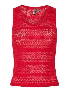 Pieces Top "Agda" w kolorze czerwonym rozmiar: M. Czerwone topy Pieces, m, bez wzorów, bez kołnierzyka, bez ramiączek. Za 39,49 zł.