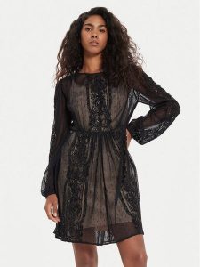 TWINSET Sukienka koktajlowa 241TP2030 Czarny Loose Fit. Czarne sukienki Twinset, bez wzorów, z syntetyku, wizytowe, bez kołnierzyka, bez ramiączek. Za 689,99 zł.