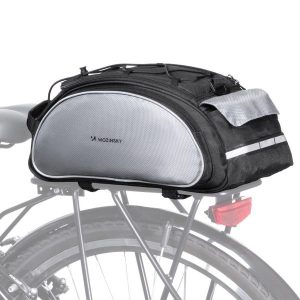 Torba rowerowa na bagażnik Wozinsky wodoodporna 13 L. Czarne torby podróżne i sportowe WOZINSKY, bez wzorów, z materiału, do ręki, duże. Za 109,99 zł.