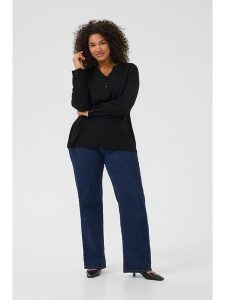 KAFFE curve Bluzka w kolorze czarnym rozmiar: 44. Czarne bluzki KAFFE curve, bez wzorów, z wiskozy, bez kołnierzyka, bez ramiączek. Za 104,99 zł.