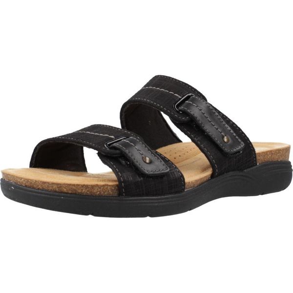 Sandały CLARKS APRIL DUSK Czarny. Czarne sandały Clarks, bez wzorów, ze skóry, bez obcasa, bez zapięcia. Za 173,99 zł.