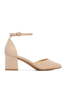 JENNY Czółenka CEO-SW25-5 02 Beżowy. Brązowe czółenka Jenny, bez wzorów, z materiału, bez obcasa, bez zapięcia. Za 129,99 zł.