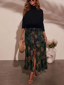 Milan Kiss Spódnica w kolorze zielono-granatowo-beżowym rozmiar: XL. Brązowe spódnice Milan Kiss, na co dzień, xl, bez wzorów, maxi. Za 152,99 zł.