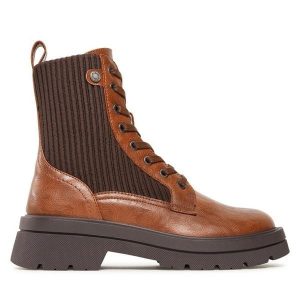 Botki Refresh. Brązowe botki Refresh, bez wzorów, bez obcasa, na płaskiej podeszwie, bez zapięcia. Za 239,99 zł.