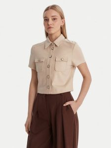 Guess Koszula W6RH83 KCMU2 Beżowy Regular Fit. Brązowe koszule Guess, l, z aplikacjami, z syntetyku, bez kołnierzyka, bez ramiączek. Za 439,99 zł.