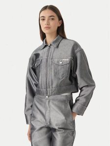 Calvin Klein Kurtka jeansowa LV047E715G Srebrny Relaxed Fit. Szare kurtki Calvin Klein, xs, bez wzorów, z bawełny, bez kaptura. Za 458,99 zł.