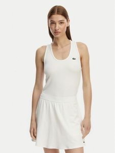 Lacoste Top TF0160 Biały Slim Fit. Białe topy Lacoste, bez wzorów, z syntetyku, bez kołnierzyka, bez ramiączek. Za 177,99 zł.