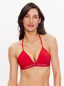 Tommy Hilfiger Góra od bikini UW0UW04109 Czerwony. Czerwone bikini TOMMY HILFIGER, bez wzorów, z syntetyku. Za 119,99 zł.