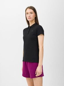 4F Koszulka polo w kolorze czarnym rozmiar: XS. Czarne bluzki 4f, xs, bez wzorów, bez kołnierzyka, bez ramiączek. Za 39,58 zł.