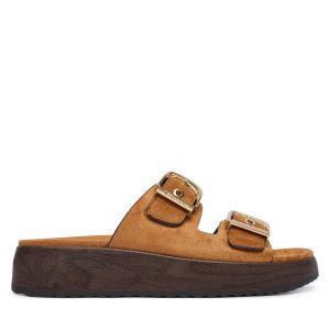 Japonki Tamaris. Brązowe klapki Tamaris, bez wzorów, bez obcasa. Za 299,99 zł.