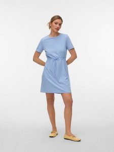 Vero Moda Sukienka w kolorze błękitnym rozmiar: M. Niebieskie sukienki Vero Moda, m, bez wzorów, z bawełny, bez kołnierzyka, bez ramiączek, mini. Za 60,45 zł.