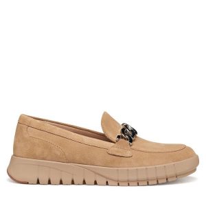 Półbuty Geox. Brązowe półbuty Geox, bez wzorów, bez obcasa, na płaskiej podeszwie, bez zapięcia. Za 459,99 zł.