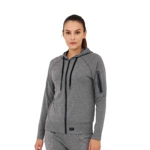 Bluza damska wełniana z kapturem Brubeck OUTDOOR MERINO. Szare bluzy Brubeck, m, bez wzorów, z elastanu, z kapturem. Za 399,00 zł.