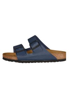 Birkenstock Klapki "Arizona" w kolorze granatowym rozmiar: 36. Niebieskie klapki Birkenstock, bez wzorów, z otwartym noskiem, bez obcasa. Za 319,88 zł.