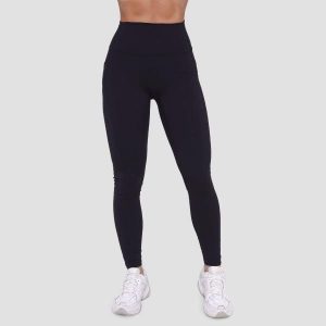 Legginsy damskie fitness z kieszeniami czarne Ignite. Czarne legginsy GYMBEAM, bez wzorów, z elastanu. Za 112,90 zł.