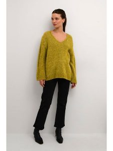 Kaffe Sweter "Alioma" w kolorze jasnozielonym rozmiar: L. Zielone swetry oversize Kaffe, l, bez wzorów, z wełny, bez ramiączek. Za 79,03 zł.