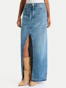 BOSS Spódnica jeansowa 50542445 Niebieski Regular Fit. Niebieskie spódnice Boss, bez wzorów, z bawełny. Za 404,99 zł.