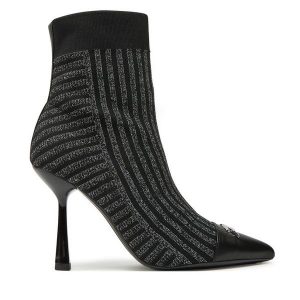 Botki KARL LAGERFELD. Czarne botki KARL LAGERFELD, bez wzorów, bez obcasa, na szpilce, bez zapięcia. Za 519,99 zł.