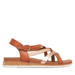 Sandały Skechers. Brązowe sandały Skechers, bez wzorów, bez obcasa, na płaskiej podeszwie, bez zapięcia. Za 199,99 zł.