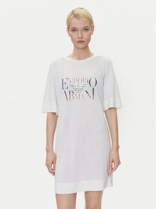 Emporio Armani Sukienka codzienna EW000618 AF12187 U1131 Biały Loose Fit. Białe kombinezony Emporio Armani, l, bez wzorów, z wiskozy, bez kołnierzyka, bez ramiączek. Za 299,99 zł.
