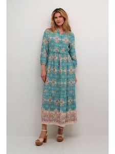 Cream Sukienka w kolorze turkusowym rozmiar: S/M. Niebieskie sukienki Cream, m, bez wzorów, z wiskozy, bez kołnierzyka, bez ramiączek, maxi. Za 153,34 zł.