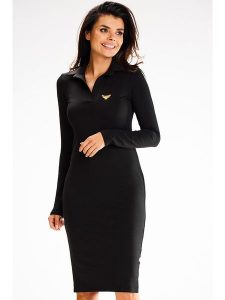 Awama Sukienka w kolorze czarnym rozmiar: XL. Czarne sukienki Awama, xl, bez wzorów, bez kołnierzyka, bez ramiączek, midi. Za 134,99 zł.