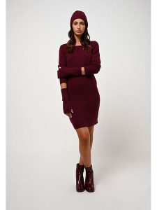 AUTHENTIC CASHMERE Kaszmirowa sukienka "Armet" w kolorze bordowym rozmiar: M. Czerwone sukienki AUTHENTIC CASHMERE, m, bez wzorów, z kaszmiru, bez kołnierzyka, bez ramiączek, mini. Za 281,76 zł.
